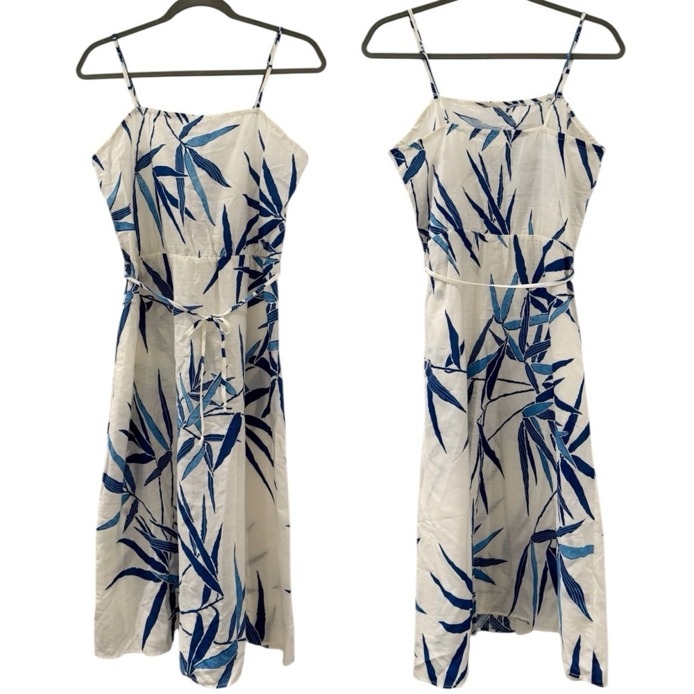 Vintage Blue and White Leaf Print Sundress / Beach Coverup (Made in Canada)